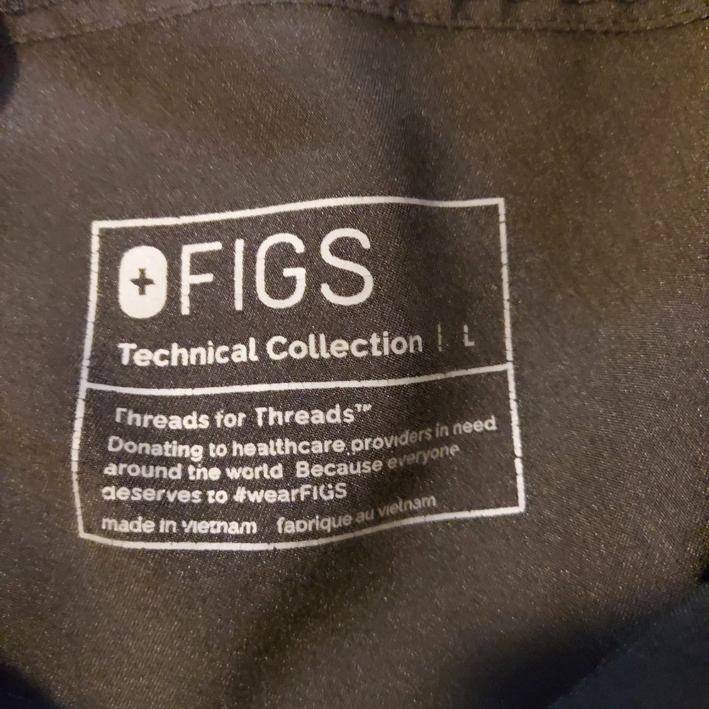 Figs Men's Technical Collection Black Scrub Pants with Gray Drawstring - L
